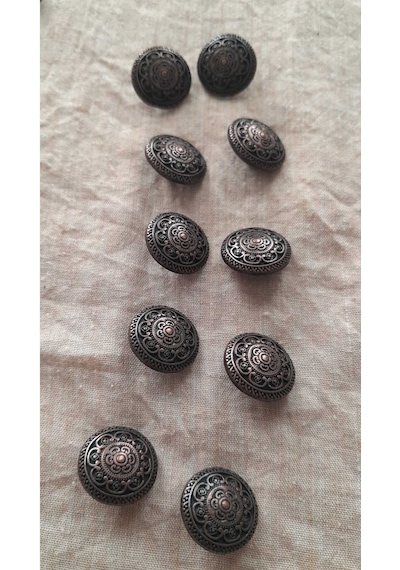 Antık Bakır Metal Düğme 16 Mm 10 Adet