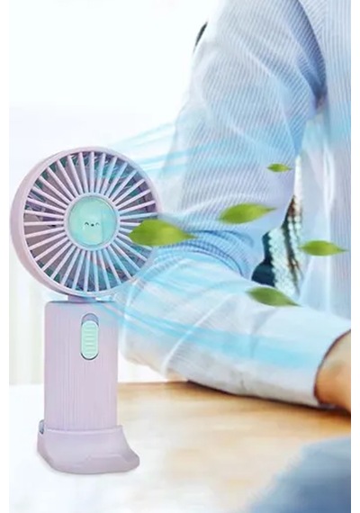 Thentech Telefon Koyma Aparatlı Mini Fan Serinletici Ayaklı Şarjlı El Fanı Şarjlı Telefon Standlı Pervane Turkuaz
