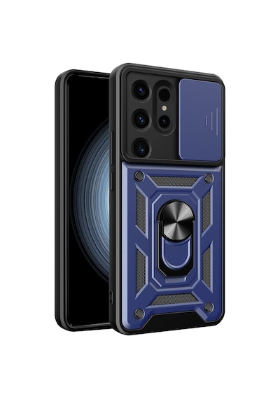 Mey İthalat Samsung Galaxy Uyumlu S24 Ultra - Kılıf Pars Lens Yüzüklü Silikon - Lacivert Diğer