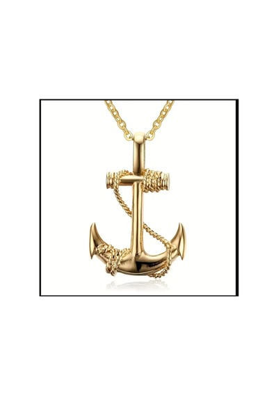 Yıwushı 1 Adet Vintage Boy's Navy Anchor Hip Hop Titanyum Çelik Çapa Kolye Altın Sarısı