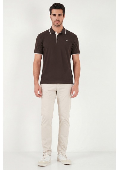 Buratti % 100 Pamuk Düğmeli Regular Fit Polo Yaka T Shirt Erkek Polo Yaka T Shirt 5902118 Kahve