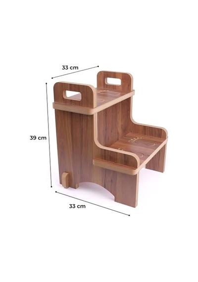 Ahşap Montessori Kaymaz Basamak Tabure Banyo Ve Lavabo Yükseltici Merdiven, 36x36x40 Cm, Mdf Melamin Kaplama Açık Bej