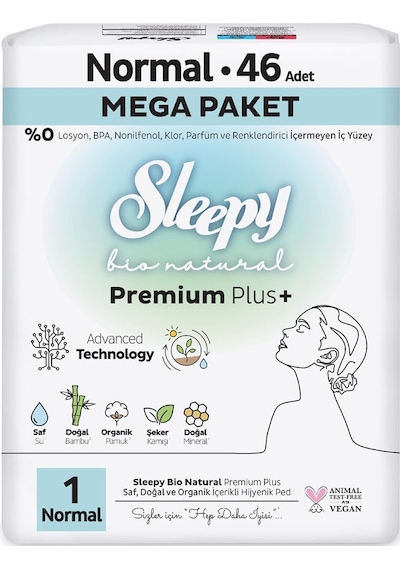 Sleepy Bio Natural Premium Plus Hijyenik Ped Mega Paket Normal 46x5 230 Adet