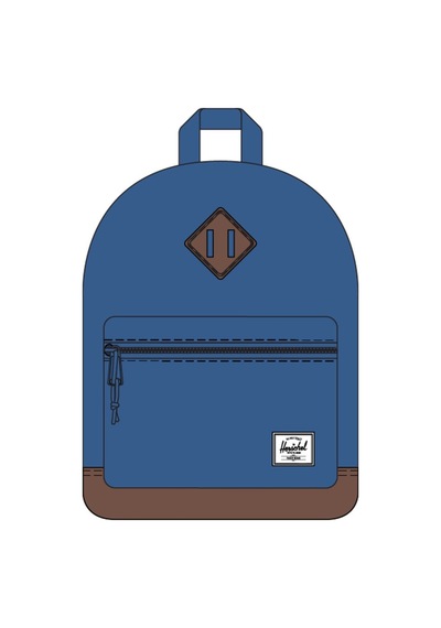 Herschel Heritage Çocuk Su İtici Kumaş Sırt Çantası, 15 L-24058 Kobalt Mavi-kahverengi