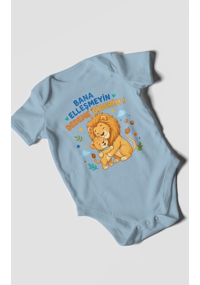 Morivokids Bana Elleşmeyin Dedemle Giderim Kısa Kollu Bebek Body %100 Pamuk Bebe Mavisi