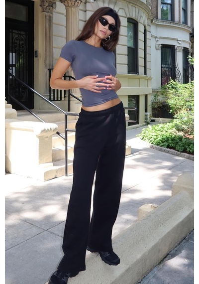 Madmext Siyah Wide Leg Basic Eşofman Altı Mg1916-siyah Siyah