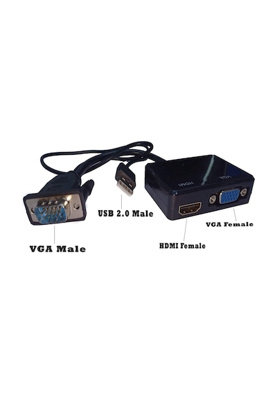 Vga To Vga+Hdmı+3.5Mm Çevirici Dönüştürücü 4772P Adaptor Monitör