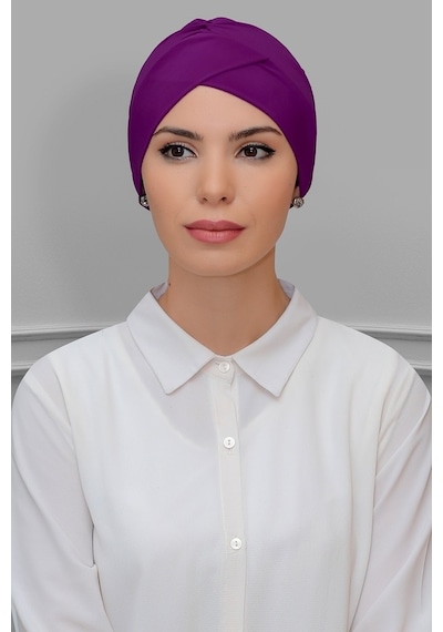 Hürrem Bone Şarabi Pratik Hazır Geçmeli Tesettür Bone Sandy Kumaş Çapraz Büzg Çok Renkli