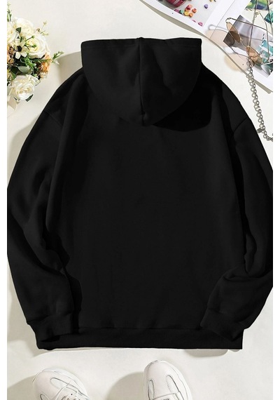 Uyguntarz Unisex Space Baskılı Sweatshirt siyah