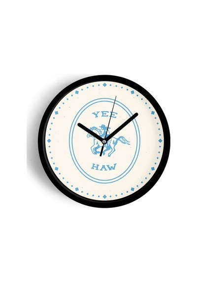 Soyut At Kovboy Temalı Modern Duvar Saati - 25cm - Önü Camlı Siyah Kasa - Sessiz Mekanizma-jh0131 Siyah