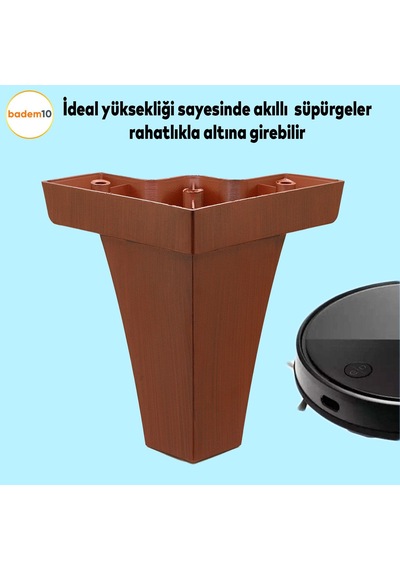 Venüs Mobilya Kanepe Sehpa TV Ünitesi Koltuk Ayağı 14 cm Kahverengi Ahşap Desenli Baza Ayak (4 ADET)
