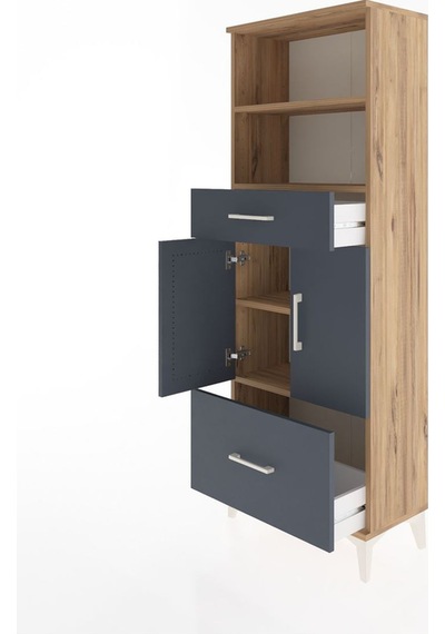 Arges Dolap 4 Raflı 2 Çekmeceli 2 Kapaklı 60x30x163 Çam-antrasit Çam Arges Dolap 4 Raflı 2 Çekmeceli 2 Kapaklı 60x30x163 Çam-antrasit Çam