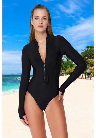 Ersefa Yüzme Kıyafeti Tasarım Mayo Swimsuit Yüksek Konfor Uv Korumalı Su Siyah