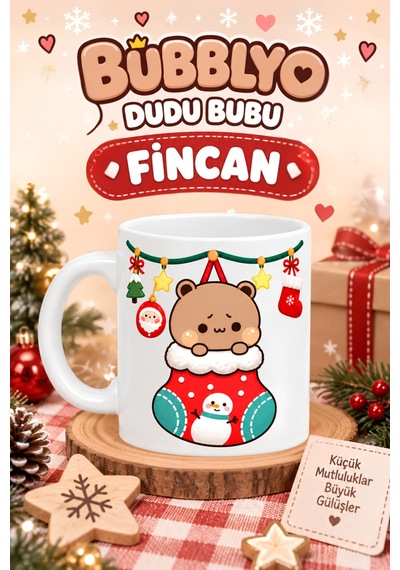 Dudu Bubu Fincan + Magnet + Bardak Altlığı Kırmızı Kırmızı