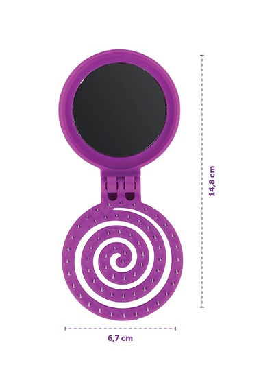 Beauty Makaron X Sw. Smiley Saç Fırçası - 3d Esnek, Aynalı, Çanta Boy - Compact Detangler Mor