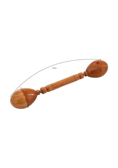 Ahşap Maracas Çift Taraflı 28 Cm Uzak Doğu Müzik Aleti Marakas Açık Gri