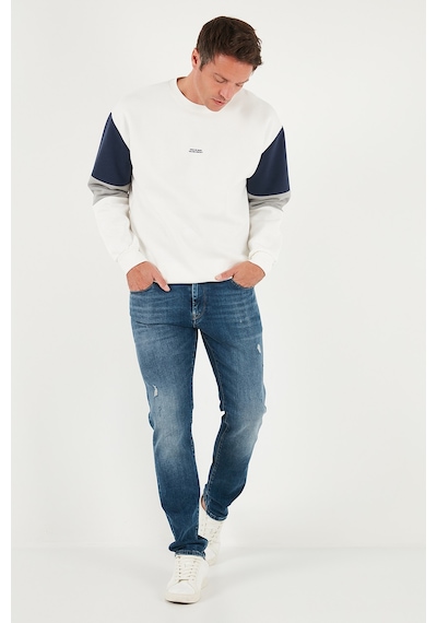 Buratti Pamuklu Relaxed Fit Bisiklet Yaka Şardonlu Renk Bloklu Erkek Sweat 5905298T Ekru Buratti Pamuklu Relaxed Fit Bisiklet Yaka Şardonlu Renk Bloklu Erkek Sweat 5905298T Ekru