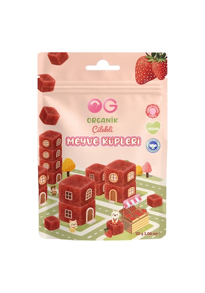 5'li Organik Çilekli Meyve Küpleri 5 X 30 Gr