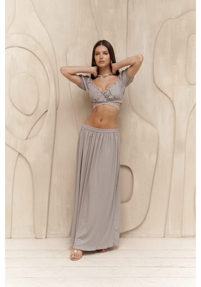 Mai Collection Mai Studios Co. Indriya Gri Crop Etek Takım Gri