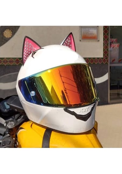 Motosiklet Kask Süsü Kedi Kulağı Pembe 555220894
