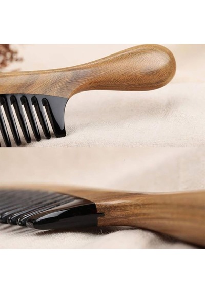 Sorendy Pelesenk Ağaç Kaplamalı Kemik Tarak 20 Cm At-105 Geniş Dişli Ahşap Saç Tarağı Doğal