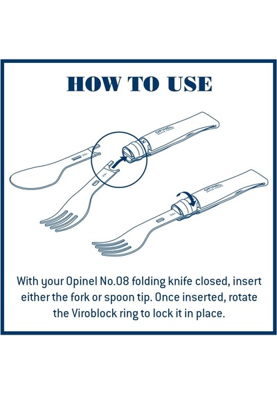 Opinel Pıcnıc Plus 3 Parçalı Set, Uygun Bıçak No. 08, Bir Çatal Ve Bir Kaşık, Toplam Uzunluk 10,5 Cm, 254635, Kah Genel