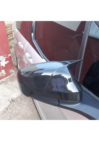 Sts Oto Aksesuar Ford Courier 2018-2021 Uyumlu Batman Yarasa Ayna Kapağı Piano Black Abs Plastik (01)