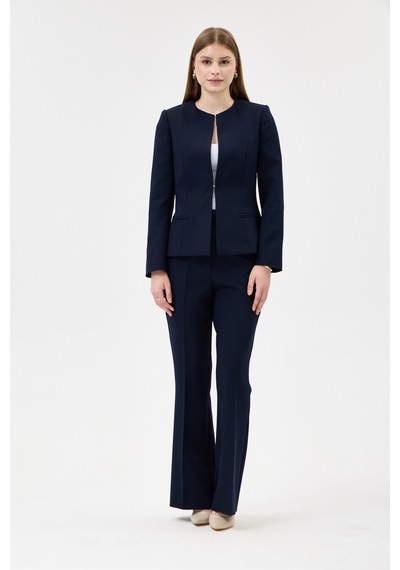 Velnara Moda Lacivert Klasik Kadın Takım Elbise-sıfır Yaka Ceket & İspanyol Paça Pantolon Lacivert - 927017052 Lacivert