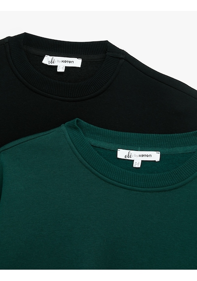 Koton Uzun Kollu Bisiklet Yaka Oversize Pamuklu 2'li Sweatshirt Seti Multıcolor 6wal10305ık Mavi Koton Uzun Kollu Bisiklet Yaka Oversize Pamuklu 2'li Sweatshirt Seti Multıcolor 6wal10305ık Mavi