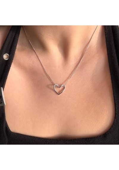 Stainless Steel Çelik Kolye Sade Kalp Gümüş