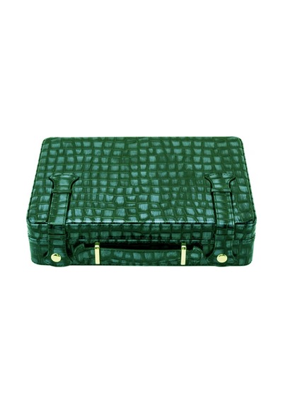 Croco Desen Seyahat Puro Kutusu Humidor İçi Sedir Yeşil 18's