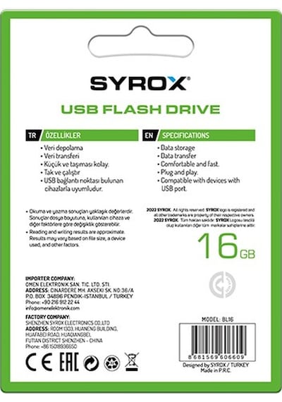 Syrox 16 Gb Usb Flash Bellek Bold Bl16
