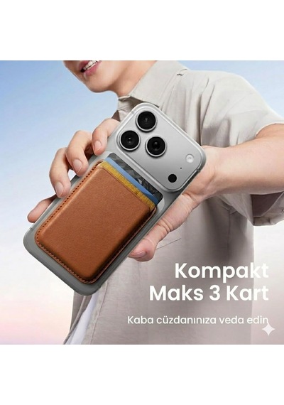 Magsafe Uyumlu Deri Kartlık Cüzdan - İphone 17/16/15/14/13/12 Serisi Pro Max, Plus Ve Pro İçin Güçlü Manyetik Telefon Arkası Kart Tutucu Siyah, Klasik