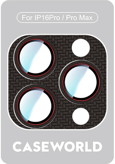 Apple Uyumlu   iPhone 16 Pro Caseworld Karbon Fiber Serisi Anti Reflective Full Kamera Lens Koruyucu Siyah