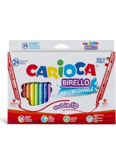Carioca Birello Süper Yıkanabilir Çift Uçlu Keçeli Kalem 24'lü
