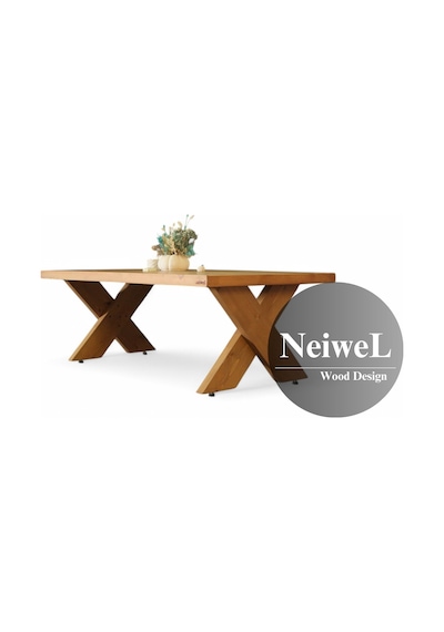 Neiwel Rahze Doğal Ahşap Sehpa-70-200 Açık Ceviz