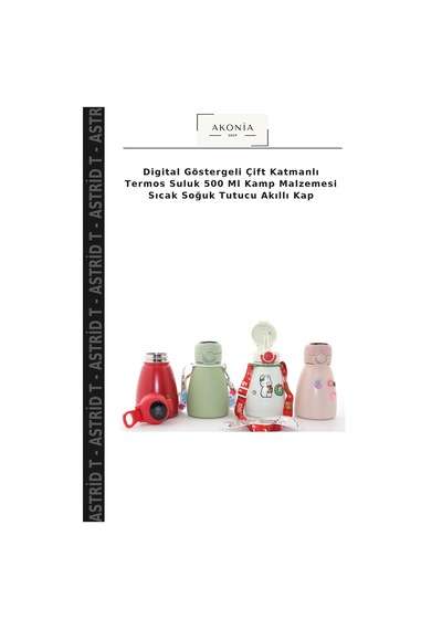 Digital Göstergeli Çift Katmanlı Termos Suluk 500 Ml Kamp Malzemesi Sıcak Soğuk Tutucu Akıllı Kap Çok Renkli