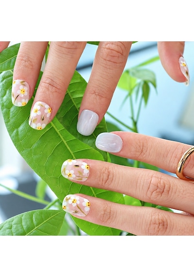 Takma Tırnak Gümüş Nail Art Kısa Yuvarlak 10'lu Tekrar Kullanılabilir El Yapımı Protez Takma Tırnak Ekyl3015 S