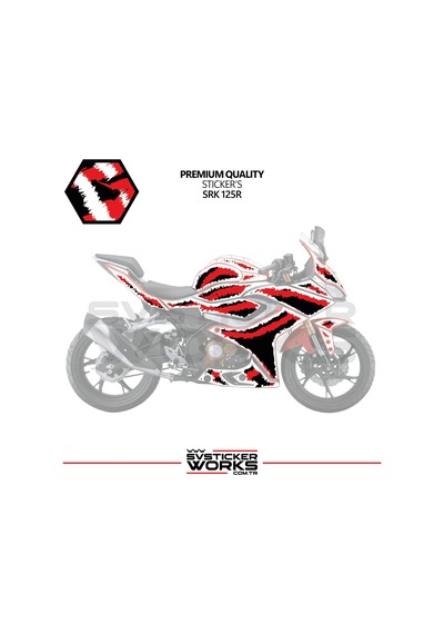 Rks Srk 125r - 250rs Kaplama Sticker Air Brush Motor Kaplama Modeli Hazır Kit Tüm Yıllar Uyumlu Kırmızı