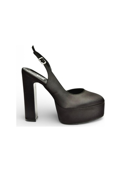 Fox Shoes Y246195104 Siyah Kumaş Platform Kalın Topuklu Kadın Abiye Ayakkabı Siyah