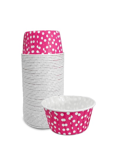 Kafem Muffin Kek Kapsülü Pembe Puantiye Büyük Boy 50li X 5 Paket - K29 Pembe