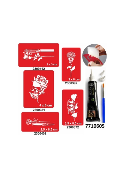 Hint Kınası Ve Şablonla Geçici Dövme Yapma Seti Set 46