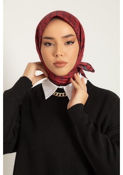 Silk Home Twill İpek Eşarp - 11393-11 Bordo Siyah Çok Renkli