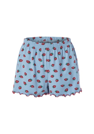 Koza İç Giyim Kadın İnce Askılı Desenli Pamuklu Şortlu Pijama Takımı Kk30231 Kırmızı - Beyaz