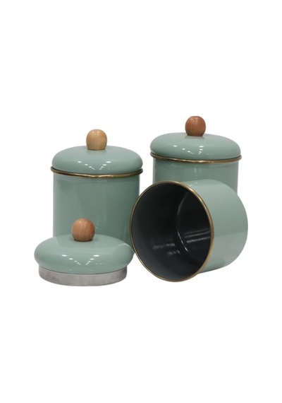 Soft Green Emaye Baharatlık Seti 3lü Çok Renkli