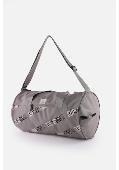 İcone Bag Unisex Spor Çanta Silindir Model, Baskılı, Ön Ve İç Cepli, Yan Saplı, Ayarlanabilir Omuz Askılı Gri