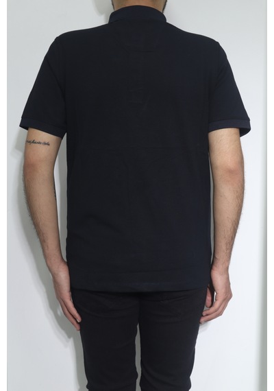 Santa Dmc Tekstil Erkek Cepsiz Desenli Spor Kesim Rahat Kalıp Polo Yaka T-shirt Lacivert