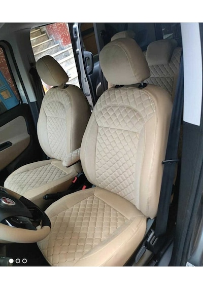Fiat Doblo 2011 22 Arası Arka Sırt Arka Oturma 2 1 Krem Zemin Krem Nakışlı Taytüyü Krem Deri