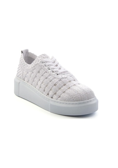 Bambi Beyaz Hakiki Deri Kadın Sneaker K01303018616 Beyaz