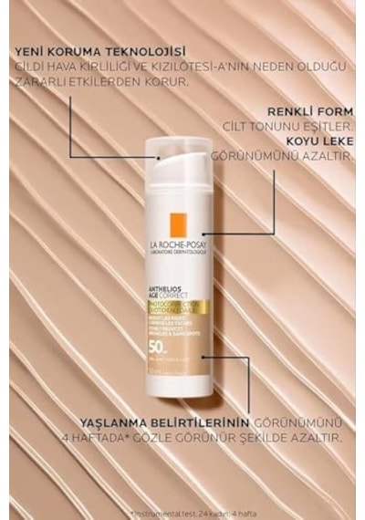 La Roche-posay Anthelıos Age Correct Tinted Cream Uv Kaynaklı Yaşlanma Karşıtı Renkli Güneş Koruyuculu Krem 50 Ml